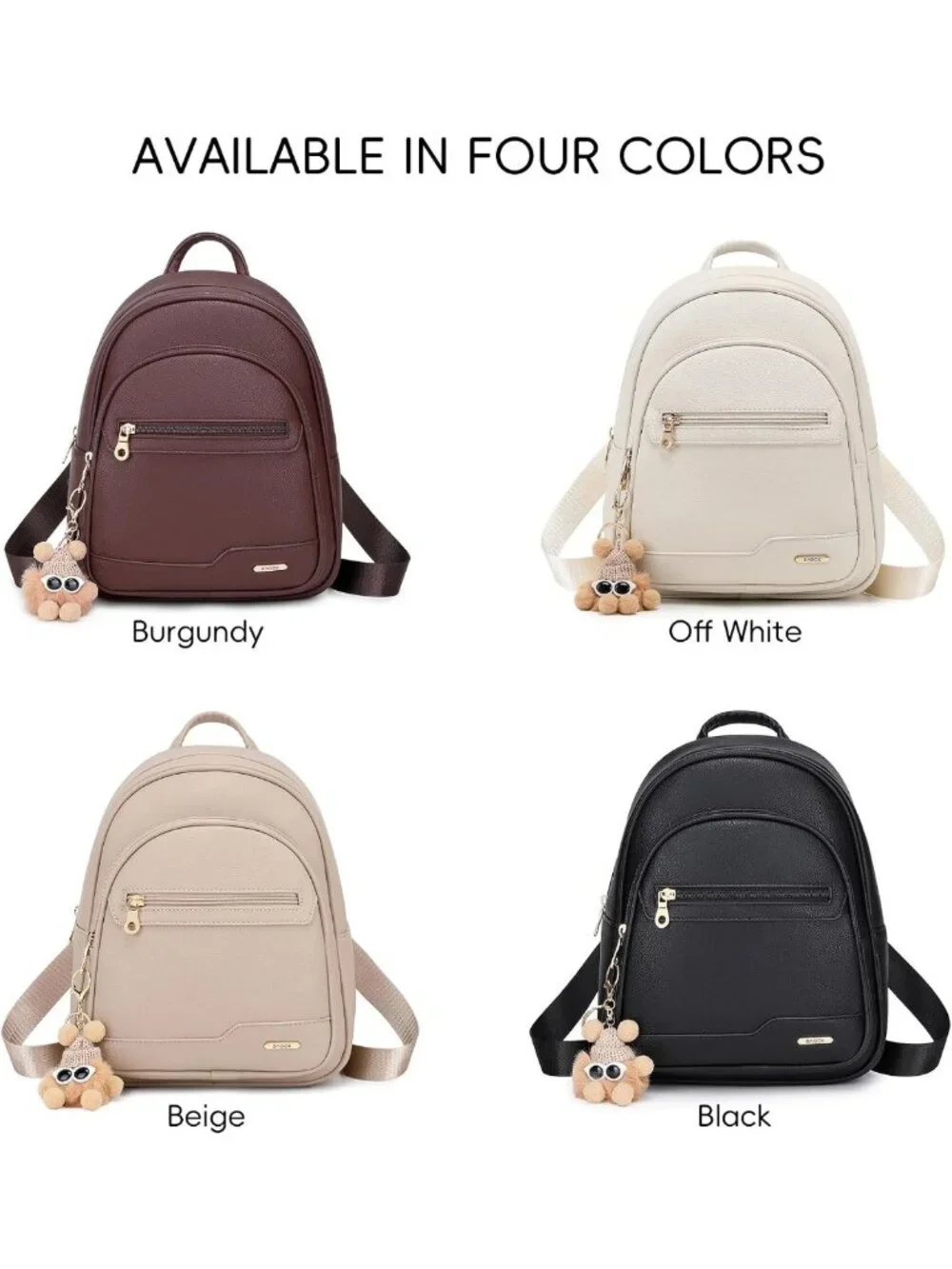 Cute Mini Leather Backpack Purse for Women, Small Fashion Bag with Cartoon Charm
